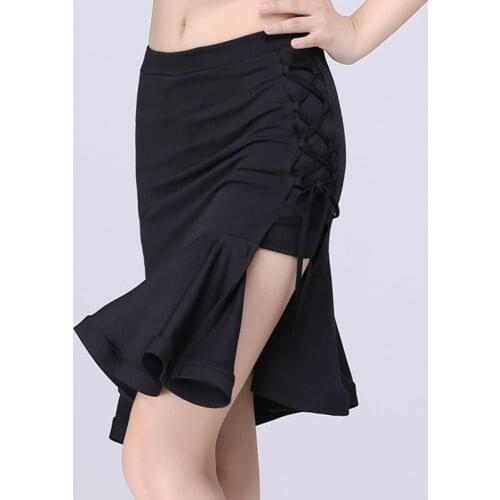 New Style Latin Dance Fishbone Skirt Costume Adult Female Latin Square Dance Dress Lower Apron Cross Belt Short Skirt 2020