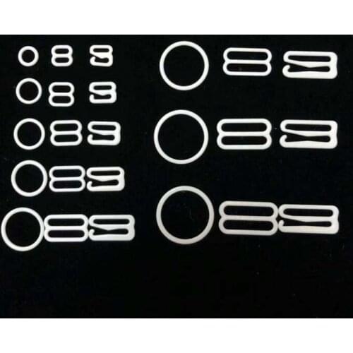 100 pcs / lot 6mm/8mm/10mm/12mm/15mm/18mm/20mm white metal ring slider hook bra accessory