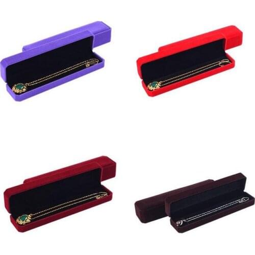 100pcs/lot Classic Velvet Handchain Necklace Box 22.5x5.2x3.5cm Necklace Boxes Wedding Jewelry Packaging Storage Case Gift Box