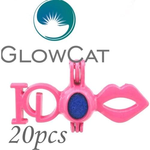20x RR499 Pink Letter I Do Lips Pearl Cage Jewelry Making Beads Cage Pendant Essential Oil Diffuser Aroma Locket For Oyster