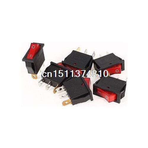 8 Pieces KCD3 3Pin 2Position On/Off Red Light Snap in Switch AC 15A 250V