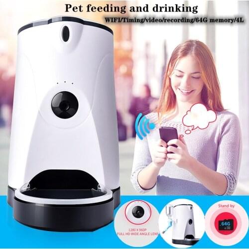 4L Automatic Feeder For Cats Dogs Remote Control Cat Food Dispenser Water Drinker Timer for Pet Dog Real-time Video 15' Voice