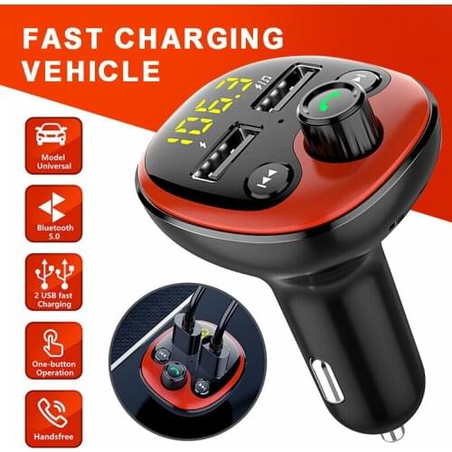 Bluetooth 5.0 Car Wireless Hands-Free FM Transmitter MP3 Player 2 USB Car Charger Portable Video Music Player