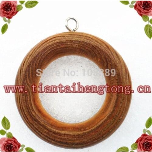 Free shipping 10pcs/pack pine wood curtain ring curtain holder/wooden circle with metal hook brown color