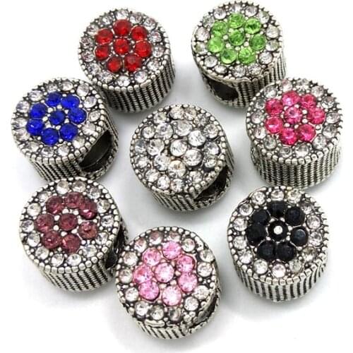 Free shipping new 30pcs 11x11x9mm antique silver plated round rhinestone beads fit European bracelet DIY