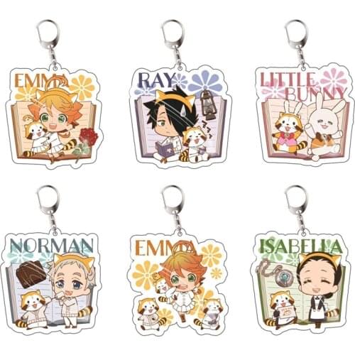 The Promised Neverland Keychain Emma Norman Ray Kawaii Anime Figures Acrylic Pendant Key Chain Llavero Gifts