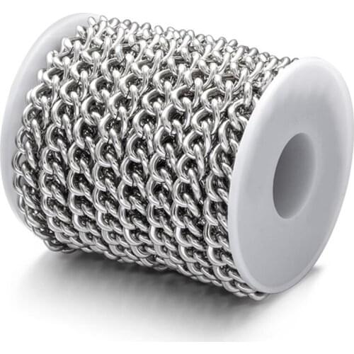 1M 3.7/5/6/7.2/7.8mm Stainless Steel Chain Side Link Chians Pendant component For DIY Jewelry Making Men Women Bracelet Supplies