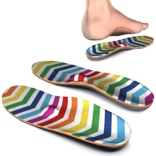 Colorful Striped Work Insoles All-Day Shock Absorption and Reinforced Arch Support that Fits in Work Boots and More