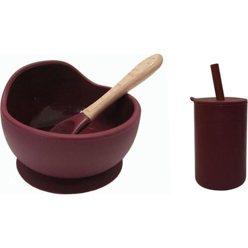 Baby Silicone Feeding Cup With Lid and Straw BPA Free Tableware for Kid Baby Plate Suction Bowl Food Grade Silicone Dinnerware