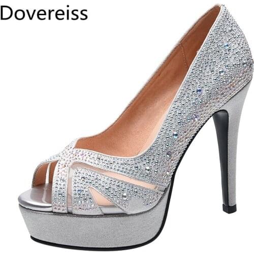Dovereiss Fashion Womens Shoes summer new Elegant Slip on Peep toe Pumps Waterproof sexy Office lady Party shoes 33-40
