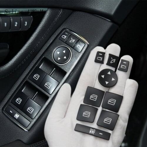 Car Door Window Glass Lifting Buttons Frame Cover Sticker Trim For Mercedes Benz C Class W204 2007-2010 Interior Accessories LHD