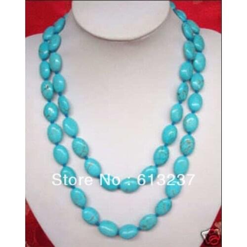 Hot free Shipping new 2015 Fashion Style diy 13x18MM blue fashion jewelry Necklace 50" GE1478