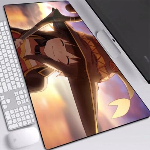 Konosuba Megumin Anime Mice Pad Large Gaming Mouse Pads Locking Edge Mat Keyboard XL game Accessories 90x40cm