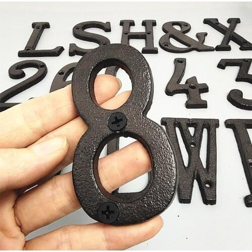 Retro 3D Metal Digital Numbers Cast Iron House Sign Doorplate DIY Cafe Wall Decor Creative Door Numbers Sign