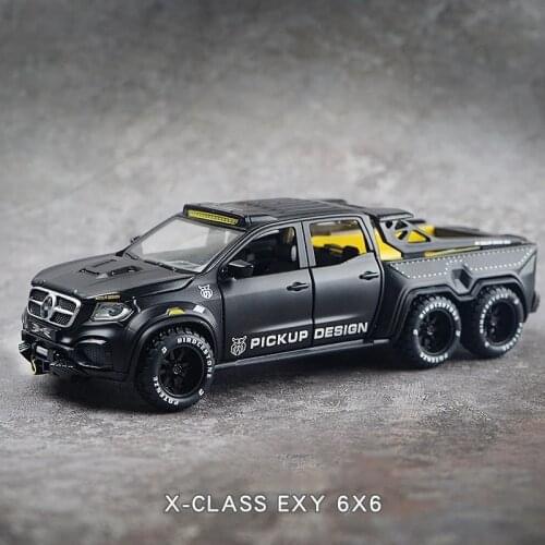Simulation Alloy Car Modle XCLASS EXY 6X6 Pickup 1/28 Metal Toy Car Sound Light Pull Back Model Toys For Boys Birthday Present