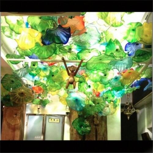 Fashionable 100% Hand Blown Fireplace Flower Art Mounth Blown Glass Pendant Lamps
