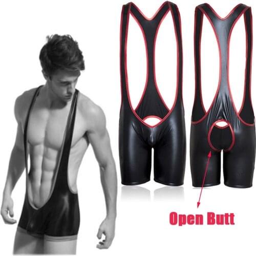 Mens Leotard Open Butt Short Jumpsuits BDSM Bondage Suspender Belt Fetish Cosplay Punk ClubWear Clothing Sexy Lingerie Sex Toys