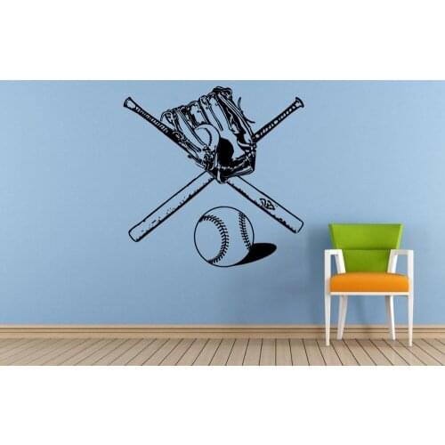 YOYOYU Wall Sticker Vinyl Art Decor Bat Glove Two Bats Sports Gear Tools Baseball Wall Poster Mural Removeable Design J136