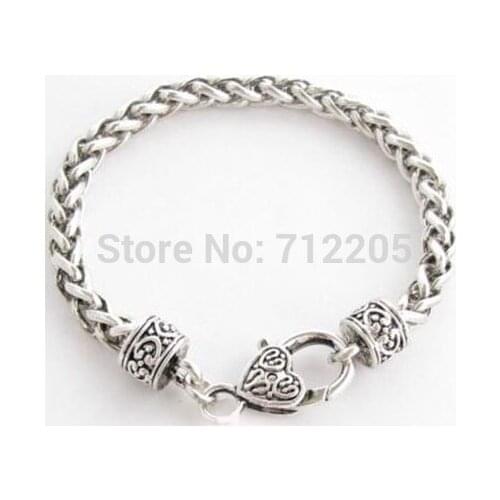 New Arrval wholesale antique sliver Wheat Link Bracelet Chain with Large Clasp Lobster claw clasps bracelets