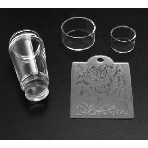 Nail Stamping Polish Printing DIY Nail Art Tips Tools 1 set Transparent Silicone Head Seal Stamp+Pattern Scraper