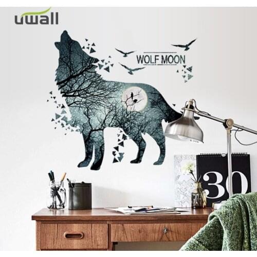PVC Creative Wolf Wall Stickers Home Decor Living Room Bedroom Background Wall Decoration Self Adhesive Office Decor Sticker