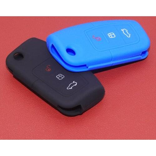 1Pc 3 Buttons Silicone Black Car Remote Key Cover FOB Case Shell Fit For Ford Fiesta Focus MK2 Mondeo Kuga Galaxy C-Max S-Max