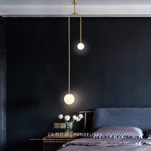 Modern Glass Ball Pendant Light Bedside Hanging Lamps Nordic Golden Decoration Lighting Fixture Luminaire Living Room Bedroom