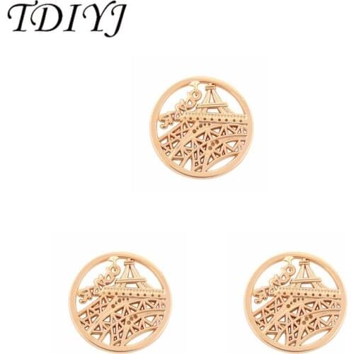 TDIYJ 1Pcs Fashion 33mm Eiffel Tower Paris France Dangle Coin For Pendant Necklace Fashion Women Jewelry