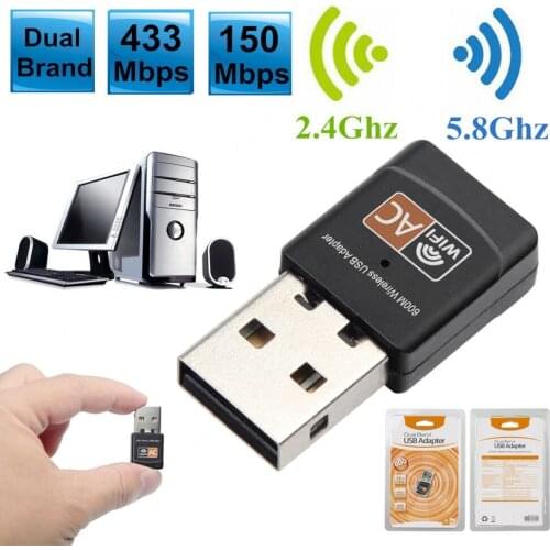USB WiFi Adapter AC600Mbps 2.4GHz 5GHz WiFi Antenna Dual Band 802.11b/n/g/ac Mini Wireless Computer Network Card Receiver