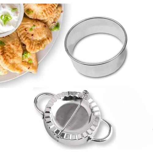 2pcs Stainless Steel Dumpling Maker Small Dumpling Mold Ravioli Skin Maker Dough Dumpling Wrapper Cutter Perogie Empanada Press
