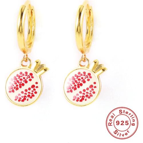 Aide Cute Dripping Oil Earrings 925 Sterling Silver Korean INS Fruits Hoop Earrings Aros Papaya Fresa Summer Jewerly 2021 Trend