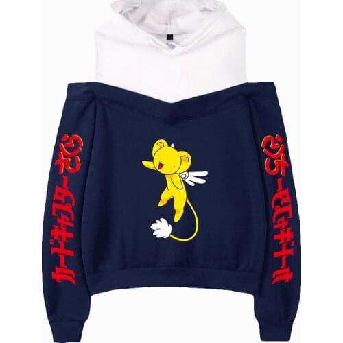 Cardcaptor Sakura Girls off-the-shoulder Hoodies Spring Autumn Casual Sweatshirts Kawaii Y2K Women-clothing Hip Hop Pullovers