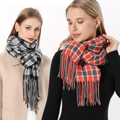 Winter Womens Scarves Warm Plaid Casual Vintage Black Scarf Women Foulard Femme Echarpe Femme Cashmere Scarf
