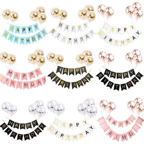 1set Happy Birthday Letter Banner Rose Gold Confetti Balloons Kids Toy Party Boy Girl Birthday Helium Globos Party Baloon