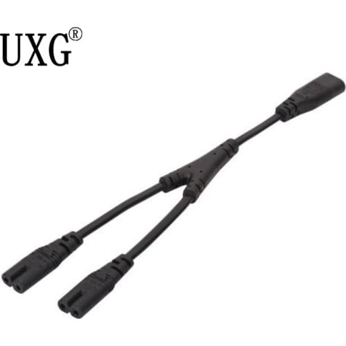 1PC IEC 320 C8 2Pin Male to 2 x C7 Female Y Split Power Cable About 28CM