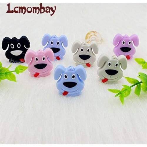 10pcs/lot Animal Shape mini dog Silicone Beads Baby Teether Infant Teething Bead For DIY Necklace Accessories Toy