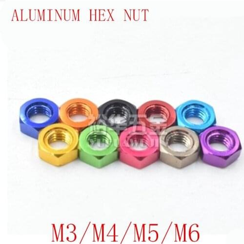 10pcs M3 M4 M5 M6 colourful aluminum hex nut