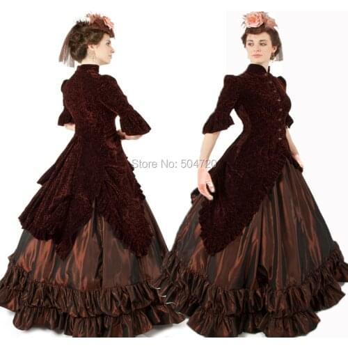 19 Century Retro Victorian Eras Regency Civil War Revolutionary Vintage costumes Period MasqueradeVintage Halloween dress HL-128