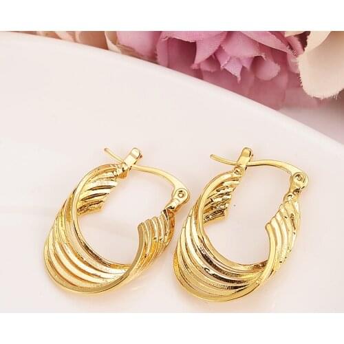 2 pairs Africa hoop Earrings for Women Gold Color Earrings Girl Ethiopian Jewelry Arab Middle East girls earring best Gift