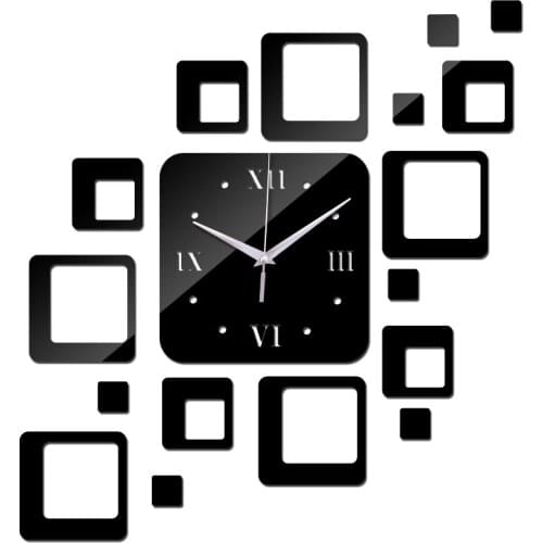 2020 hot promotion acrylic mirror black silver and gold quartz wall clocks real home decor 3d stickers diy clock