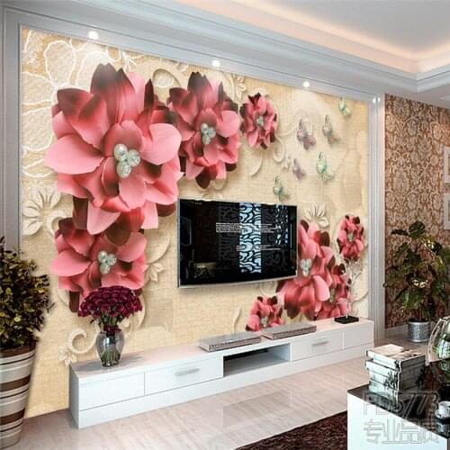 Beibehang Custom photo wallpaper 3D fresco, retro jewelry flower living room TV wall papel de parede wall paper wallpaper