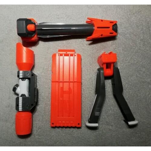4pcs/set Modified Part Front Tube/Folding Bipod/12 Soft Bullets Ammo Cartridge Dart Gun Clips/Sighting Device for Nerf Toys Guns