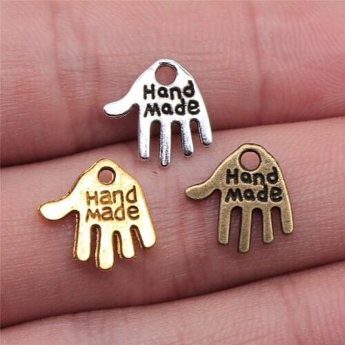 40pcs 13x13mm Charm Hand Made 3 Colors Handmade Hand Charms Hand Made Pendant Charms For Jewelry Making