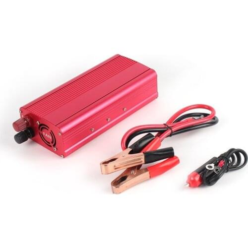 Hot DC 12V To AC 240V Power Converter Red Dual USB Ports Car Voltage Converter Aluminum Alloy Case Car Charger With Clip
