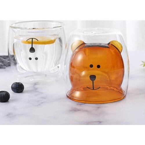 3D 2-tier Lovely Panda Bear Innovative Beer Glasses Heat-resistant Double Wall Coffee Cup Morning Milk Glass Christmas gift