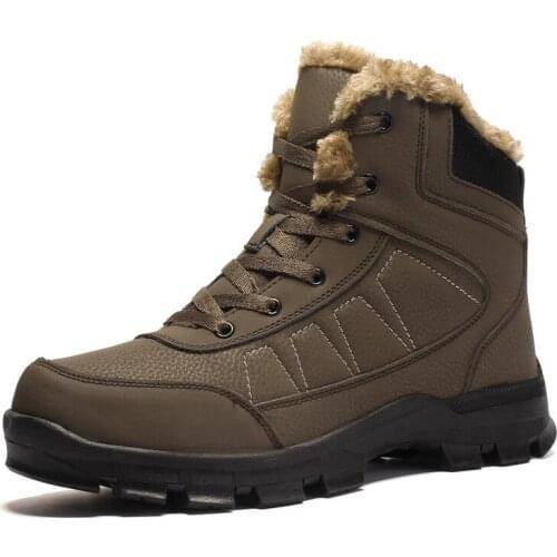 Winter Men Boots Waterproof Warm Fur Snow Boots Men Outdoor Winter Work Casual Shoes Military Combat Rubber Ankle Boots