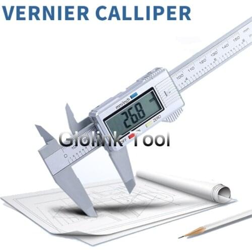150mm/6inch LCD Digital Vernier Caliper Electronic Plastic Caliper Gauge Micrometer Ruler Carbon Fiber Micrometer Measuring Tool