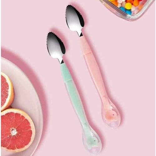 Kids Double Headed Fruit Scraping Spoon Non-slip Baby Food Supplement Infants Feeding Spoon Stainless Steel Gadgets Baby Utensil