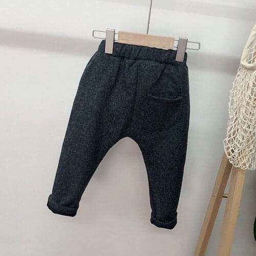 2 3 4 5 6 Years Kids Pants Casual Elastic Waist Trousers for Boys Kids Pants Autumn Winter Thicken Plus Velvet Children Pants