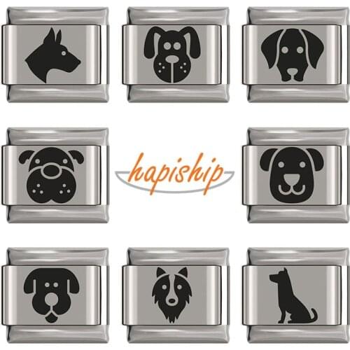 Hapiship 2020 Fashion Original Daisy Charms Cute Dog Charm Links Fit 9mm Bracelet Stainless Steel Jewelry Making DJ128